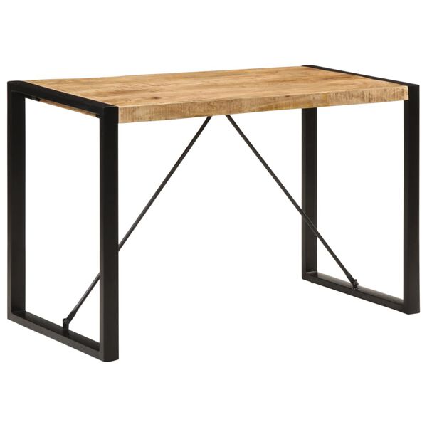 vidaXL Dining Table Natural wood and black Solid rough mango wood and steel