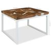 vidaXL Coffee Table Brown and White Teak with resin and steel