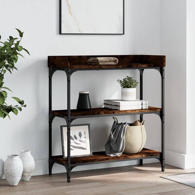 vidaXL Console Table with Shelves Smoked Oak 29.5"x11.8"x31.5"