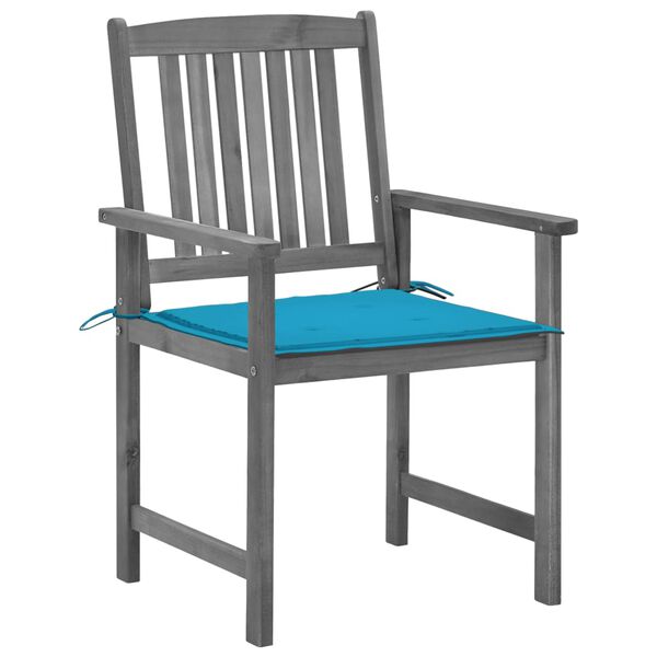 vidaXL Patio Chairs with Cushions 4 pcs Grey Solid Acacia Wood