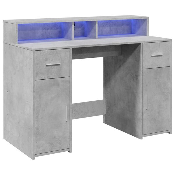 vidaXL Desk Concrete gray Engineered wood Medium Desk Rectangular