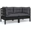 vidaXL Garden Lounge Set Black, Anthracite Solid pinewood, Polyester fabric