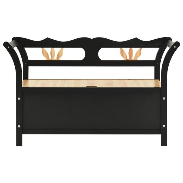 vidaXL Bench Black Solid fir wood, engineered wood Medium Storage Bench