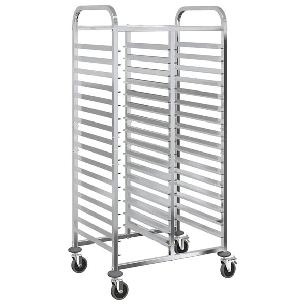 vidaXL Tray Trolley with 32 GN Containers 29.5x21.7x64.0" Stainless Steel