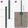 vidaXL Fence Posts Height Adjustable Manual 44 pcs Green 55.1" Steel