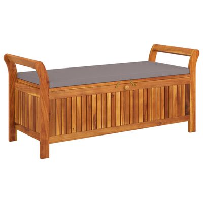 vidaXL Patio Storage Bench with Cushion 49.6" Solid Wood Acacia