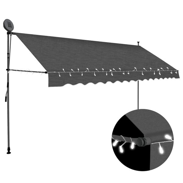 vidaXL Retractable Awning Anthracite Polyester with PU coating, Steel