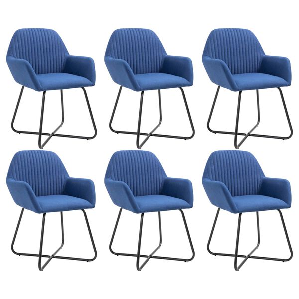 vidaXL Dining Chairs 6 pcs Blue Fabric
