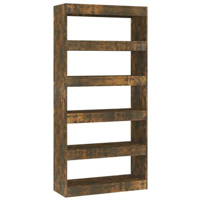 vidaXL Book Cabinet/Room Divider Smoked Oak 31.5"x11.8"x65.4" Engineered Wood