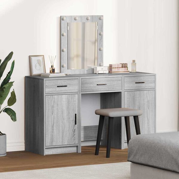 vidaXL Dressing Table Grey 19.69 x 16.14 x 53.15 in Engineered Wood