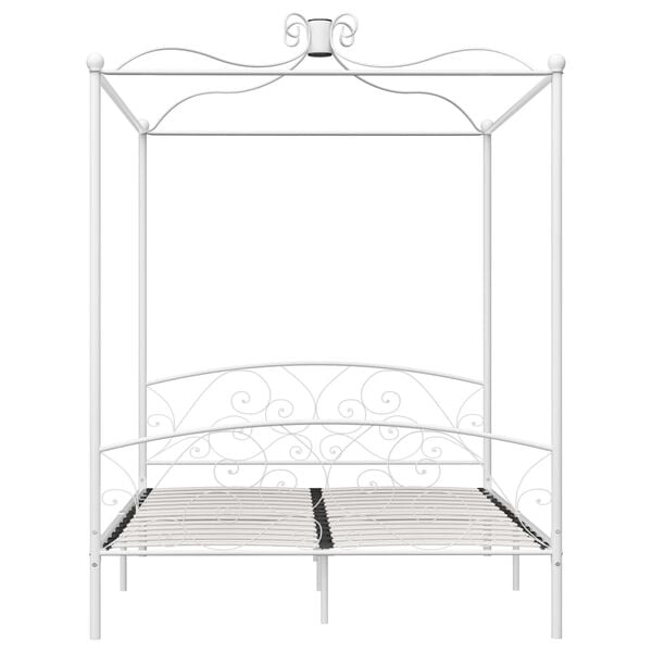 vidaXL Bed Frame White Metal Super King Bed Frame Rectangular