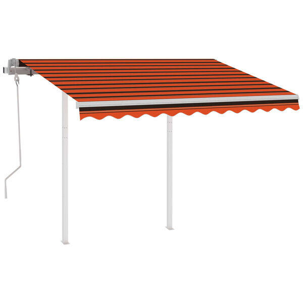vidaXL Retractable Awning Orange and Brown Aluminum 11.5 x 8.2 ft