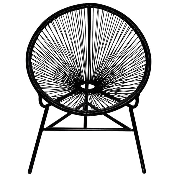 vidaXL Chair Black Poly Rattan Standard Durable Chair Oval