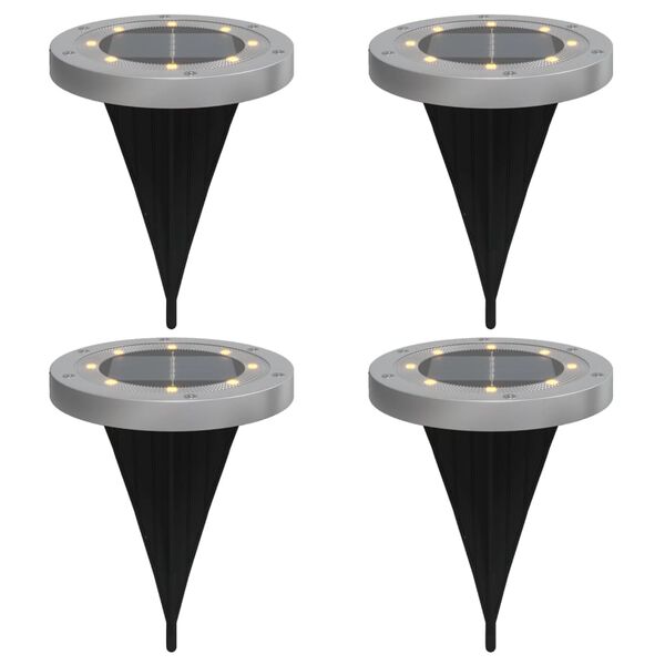 vidaXL Solar Ground Light Set of 4 Black Stainless Steel, Polystyrene