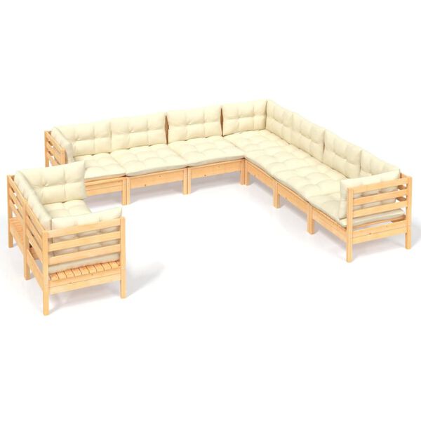 vidaXL Garden Lounge Set Cream Solid pinewood, fabric (100% polyester)