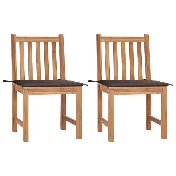 vidaXL Garden Chair Set of 2 Taupe Solid Teak Wood Standard Durable