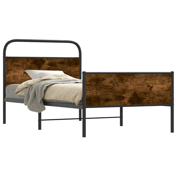 vidaXL Bed Frame Sonoma oak Steel, engineered wood Single Bed Frame