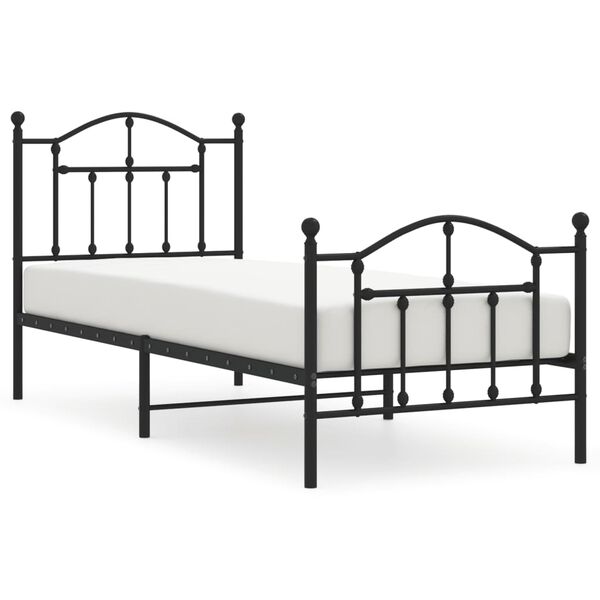 vidaXL Bed Frame Black Steel 35.4 x 74.8 in Bed Frame Rectangular