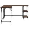 vidaXL Desk Brown Oak Engineered Wood, Metal Adjustable Feet Desk