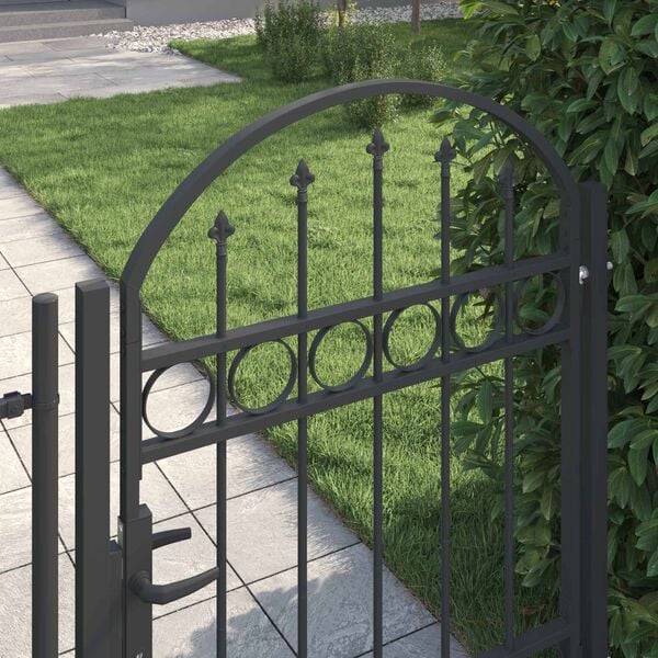 vidaXL Fence Gate with Lock Grey 39.37 x 49.21 in Powder-Coated Steel