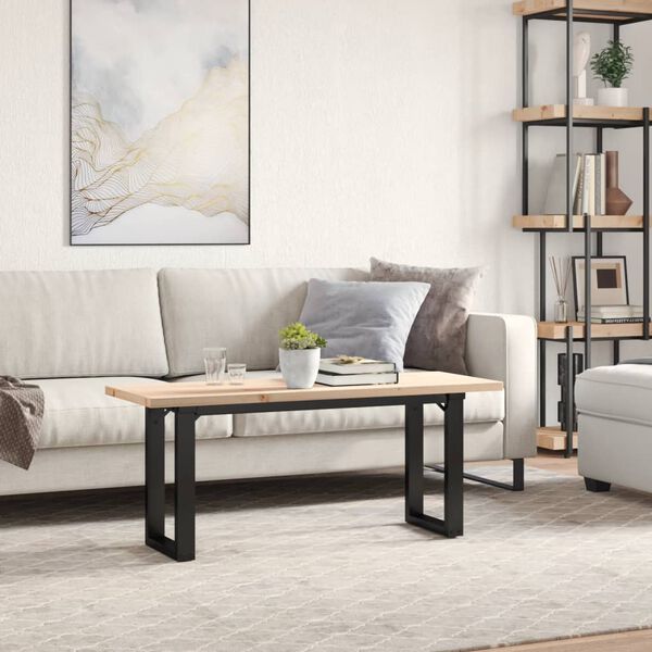 vidaXL Coffee Table O-Frame 43.3"x15.7"x17.9" Solid Wood Pine and Steel