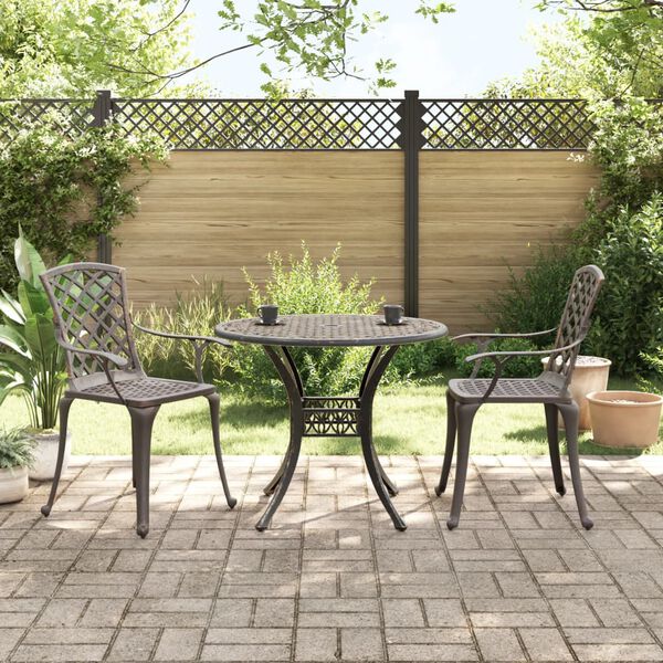 vidaXL 3 Piece Bistro Set Bronze Cast Aluminum