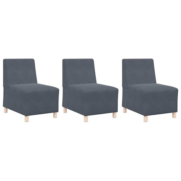 vidaXL Modular Sofa Unit Armless 3 pcs Dark Grey