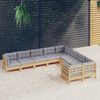 vidaXL Garden Lounge Set Grey cushions, Natural wood