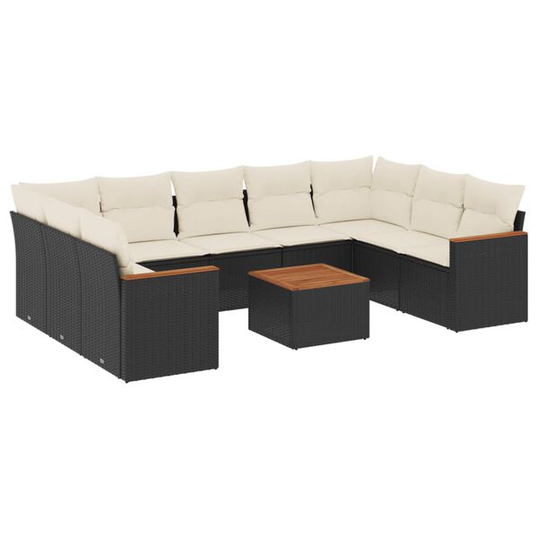 vidaXL Garden Sofa Set Black PE Rattan Large Modular Garden Sofa Set