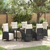 vidaXL Garden Dining Set with Cushion 7 pcs Black Poly Rattan