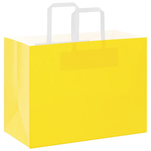 vidaXL Paper Bags 50 pcs with Handles Yellow 12.6x6.7x9.8"
