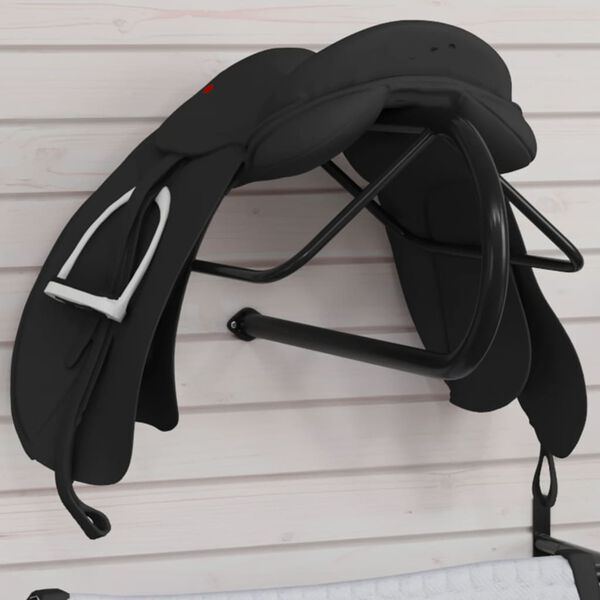 vidaXL Saddle Rack Black Powder-coated iron Compact Portable