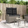 vidaXL Reclining Garden Bench Grey PE Rattan and Steel Standard