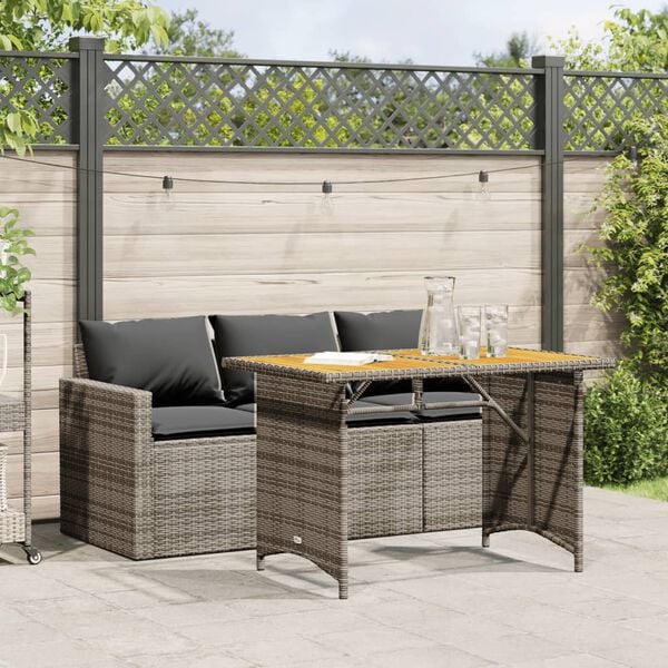 vidaXL Garden Dining Set Grey PE rattan Medium UV-resistant materials