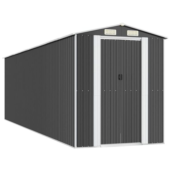 vidaXL Garden Shed Anthracite Galvanized Steel Large Sliding Components