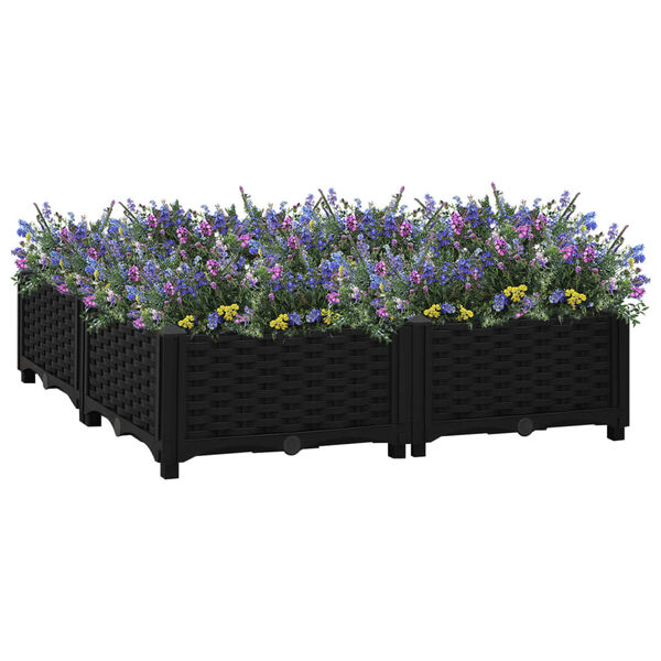 vidaXL Raised Bed Black Polypropylene Medium Durable Planter Box