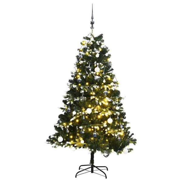 vidaXL Artificial Hinged Christmas Tree Green and white PVC, PE, metal