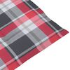 vidaXL Patio Chairs 4 pcs Red Check Pattern Cushions Solid Teak Wood