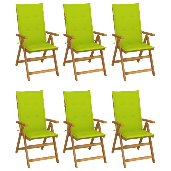 vidaXL Folding Patio Chairs 6 pcs with Cushions Solid Acacia Wood