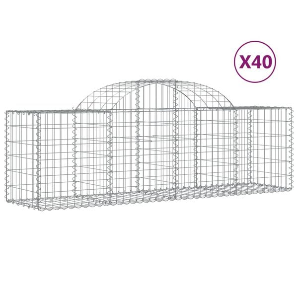vidaXL Gabion Basket Set of 40 Silver Galvanized Iron