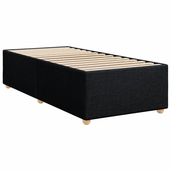 vidaXL Bed Frame Black Polyester fabric, plywood, engineered wood