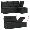 vidaXL Garden Sofa Set Black Poly Rattan, Tempered Glass, Steel Large
