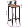 vidaXL Bar Chair Set of 4 Natural wood and black