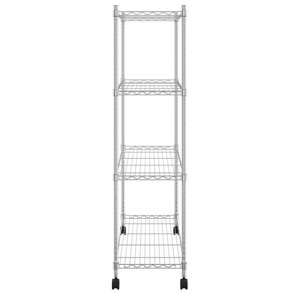 vidaXL 4-Tier Storage Shelf with Wheels 35.4x13.8x55.9" Chrome 440.9 lb