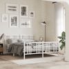 vidaXL Bed Frame White Steel 59 x 79 in Bed Frame Rectangular