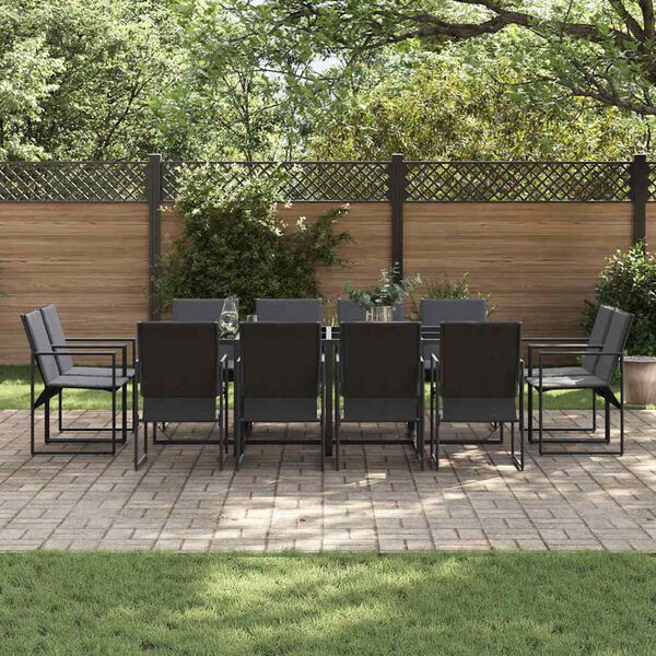 vidaXL Garden Dining Set 13 pcs Black Steel