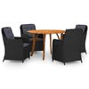 vidaXL Dining Set Black Solid Acacia wood 47.2 in table Ergonomic
