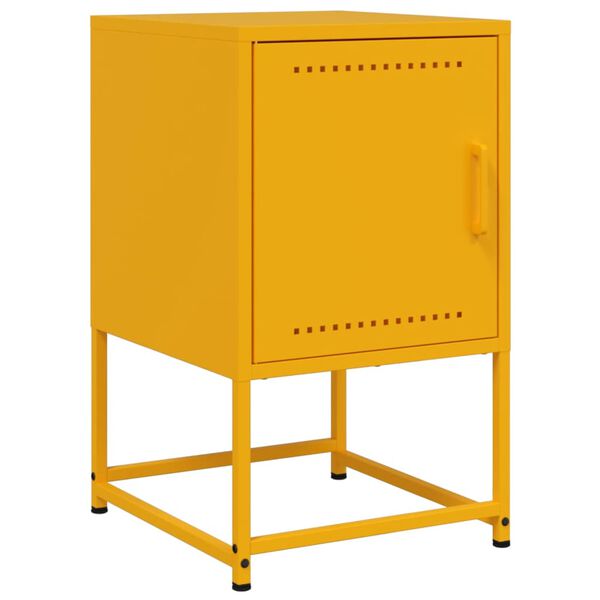 vidaXL Bedside Cabinet Mustard Yellow Steel Medium Bedside Cabinet