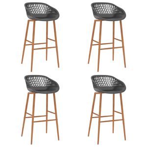 vidaXL Bar Chair Set of 4 Grey PP, Metal Standard Durable Bar Chair