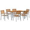 vidaXL Garden Dining Set 7 pcs Gray and brown 59.1" x 35.4" x 29.5